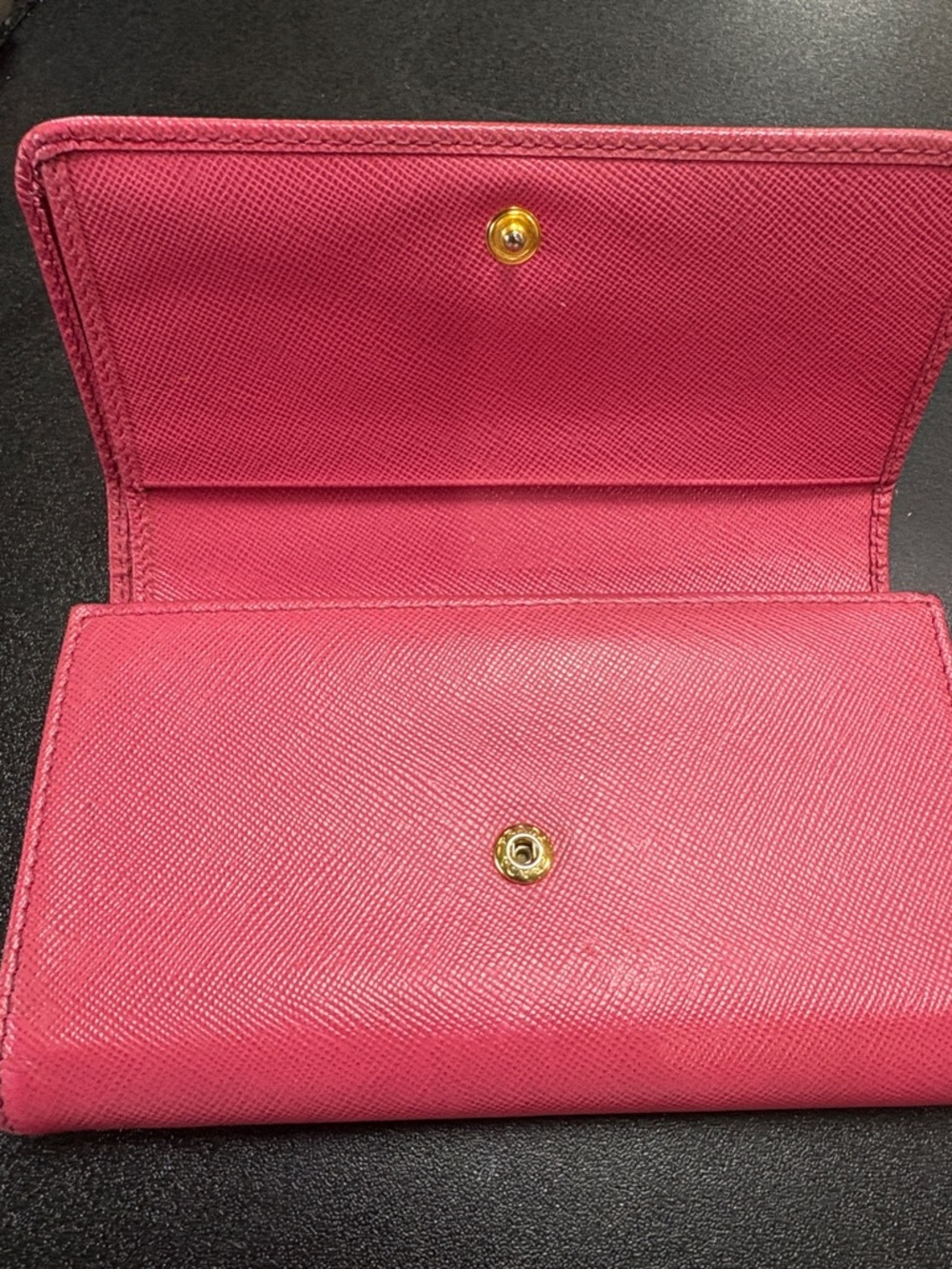 Prada Hot Pink Saffiano Leather Wallet with Gold Logo - Picture 4 of 12